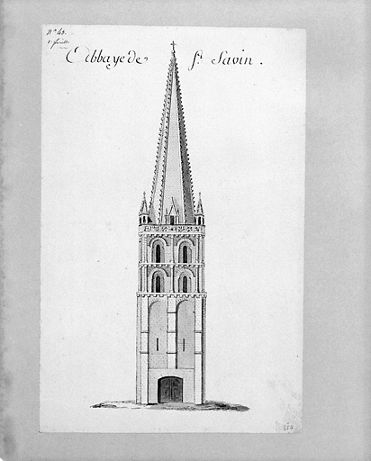 Clocher-porche, élévation antérieure.