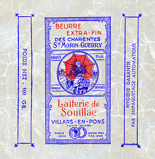 Papier d'emballage de beurre de la société Morin-Guerry (après 1950).