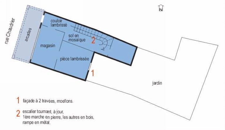 Plan schématique au rez-de-chaussée.