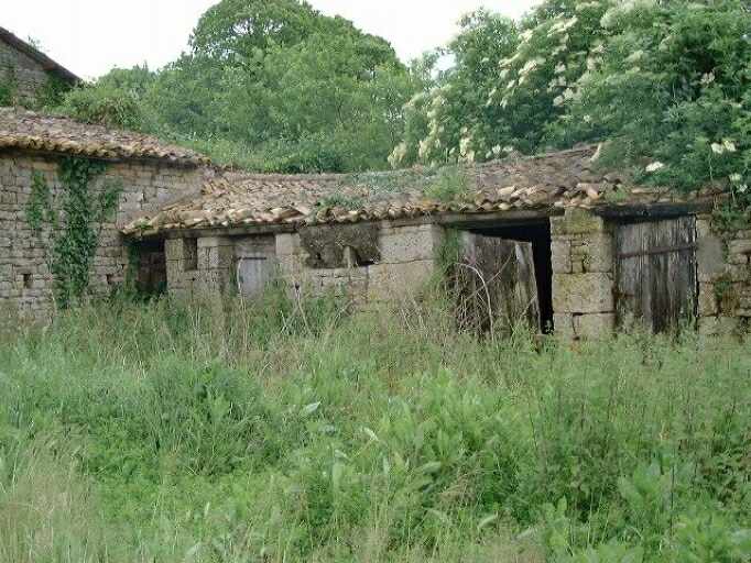 Dépendances en ruines, toits, partie gauche, élévation antérieure ouest.