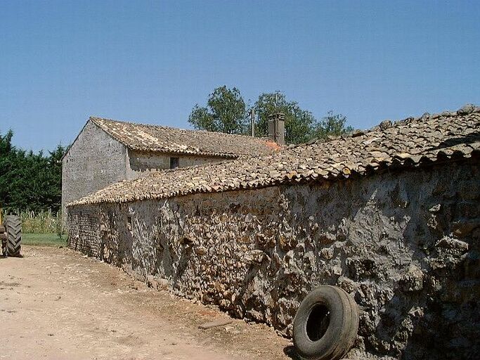 Dépendances, étable, écurie, porcherie, poulailler, élévation postérieure ouest, vue prise du sud-ouest.