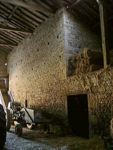 Dépendances, grange, étable, écurie et hangar au sud, intérieur, vue du grenier fermé à gauche en entrant.