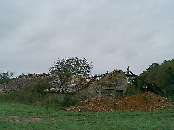 Dépendances, ruines de la grange-étable ancienne, vue prise du sud.