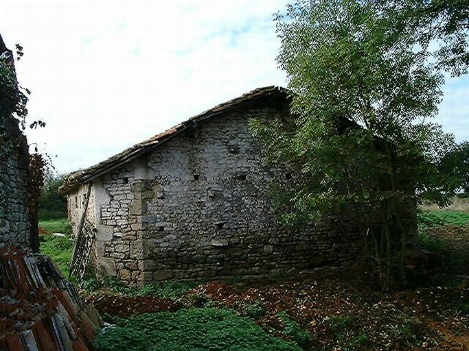 Dépendances, puits et toit à cochon au sud-ouest des logis, vue prise du nord.