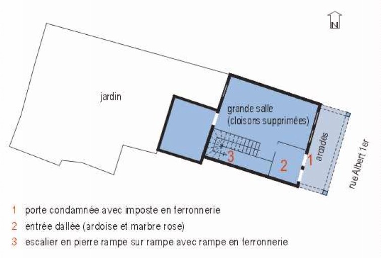 Plan shématique du rez-de-chaussée.