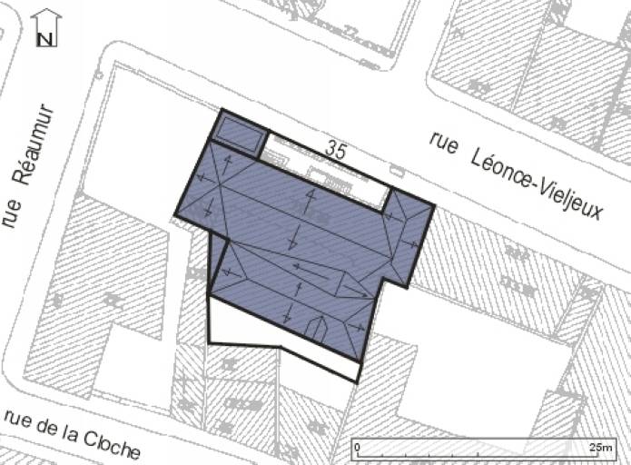 Plan masse, plan schématique des toitures.