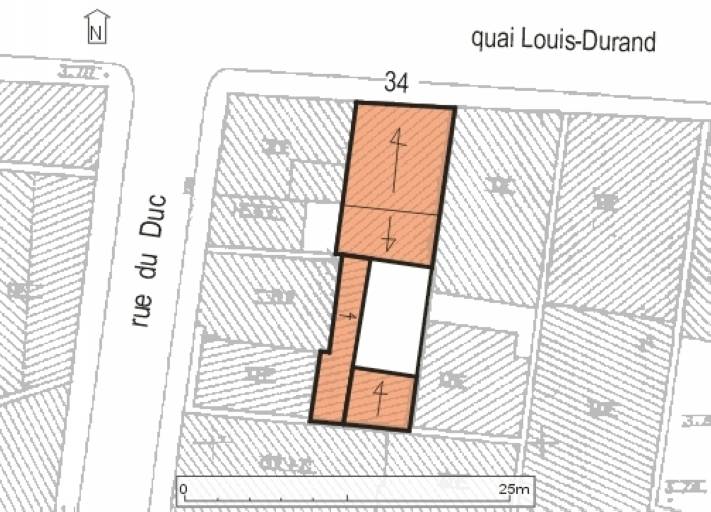 Plan masse, plan schématique des toitures.