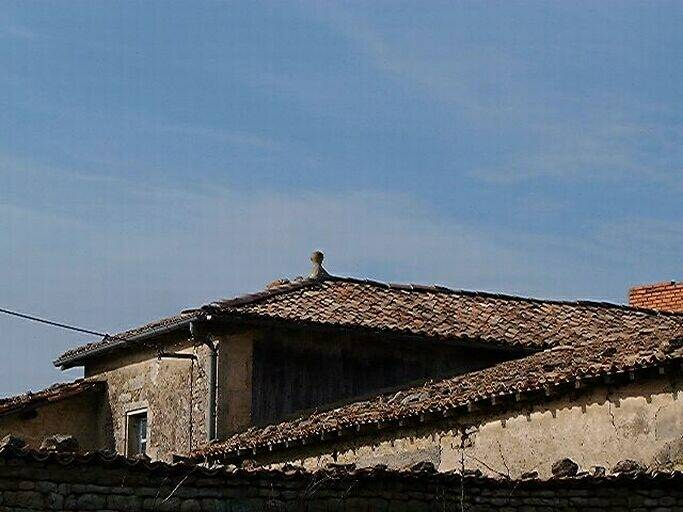 Logis, évations sud et est, détail de la croupe et de l'épi de faîtage en forme de bouchon de champagne.