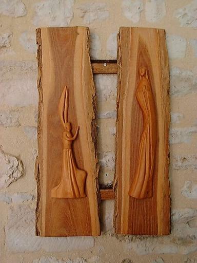 Logis et constructions du monastère, élévations est, accès du monastère à l'emplacement de l'ancien préau, intérieur, accueil, Annonciation faite par une soeur.