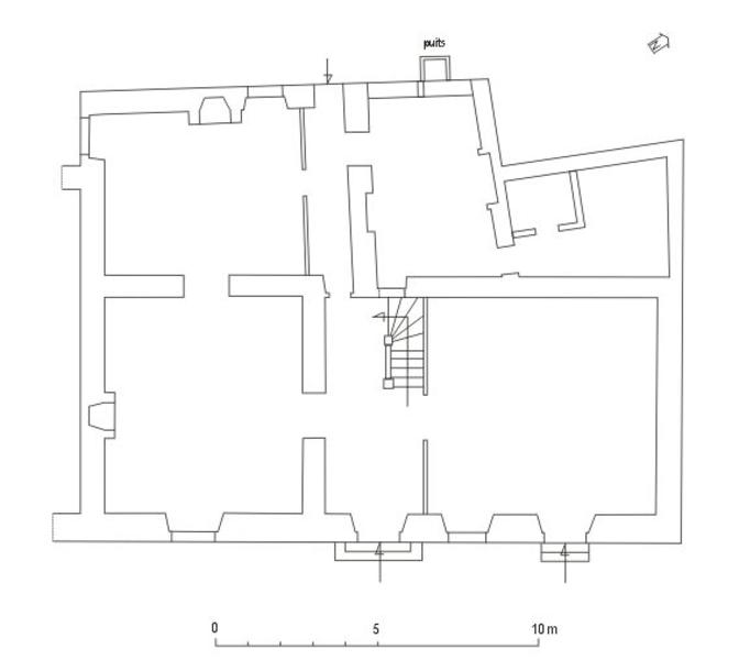 Plan du rez-de-chaussée, partie nord du logis, état actuel