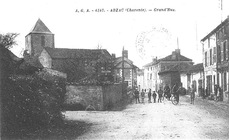 Abzac, Grand'Rue, carte postale ancienne, A. G. A., 4543 Abzac (Charente).
