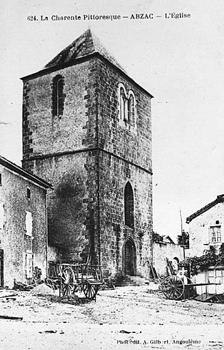 Église, carte postale ancienne, 624, La Charente Pittoresque, Abzac.