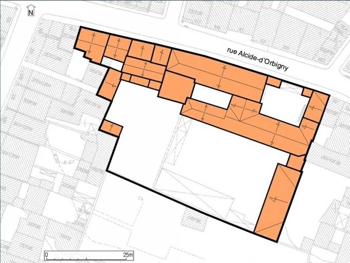 Plan masse, plan schématique des toitures.