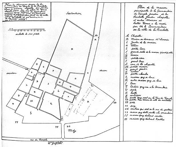 Plan du domaine de la commanderie, par P. Cornuau arpenteur, en 1689