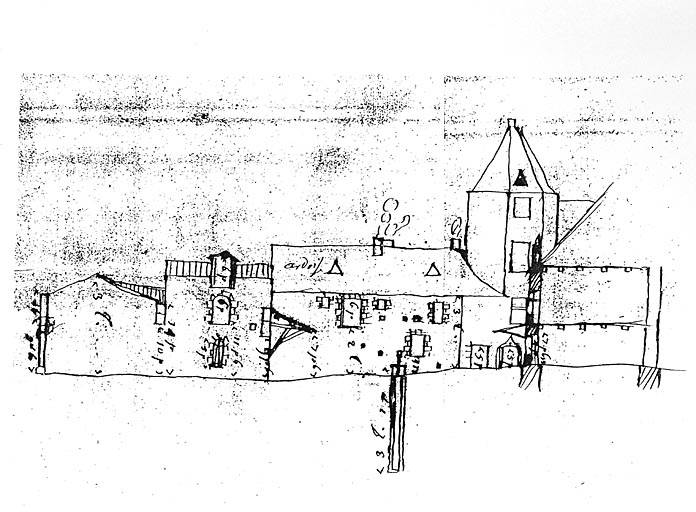 Logis du commandeur, élévation, croquis par Masse, en 1723.