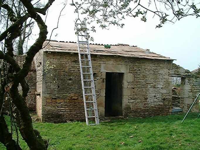 Dépendance nord, buanderie, four, toit et poulailler, élévation nord-est, vue prise de l'est.
