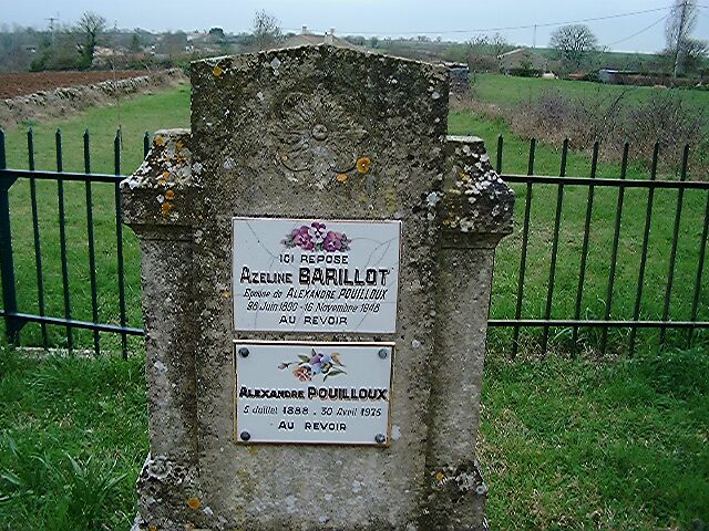 Tombeau d'Azeline Barillot et d'Alexandre Pouilloux, son époux.