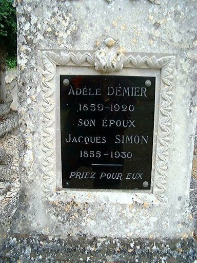 Tombeau d'Adèle Démier et de Jacques Simon