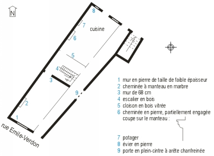Plan shématique du rez-de-chaussée.