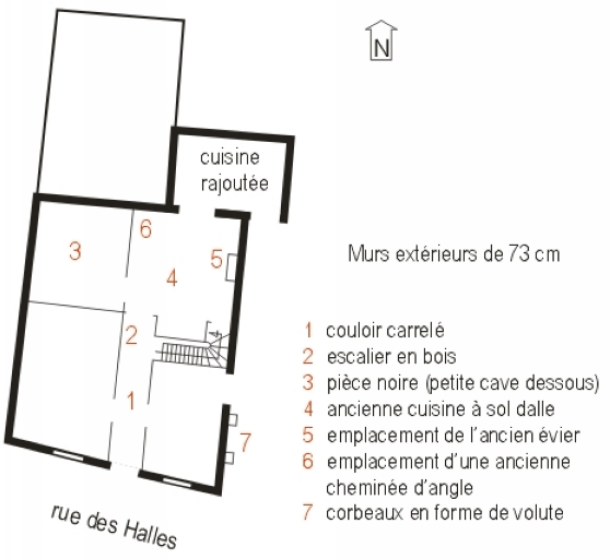 Plan shématique du rez-de-chaussée.