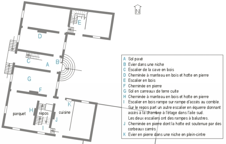 Logis, plan shématique du rez-de-chaussée