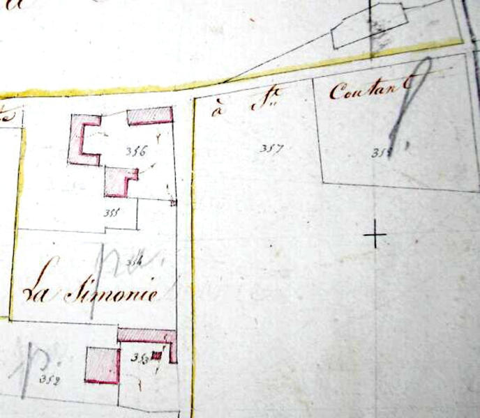 Extrait du plan cadastral de 1819 (en haut de l'image)