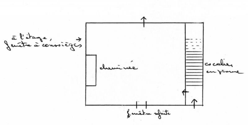 Plan de l'ancien logis, croquis.