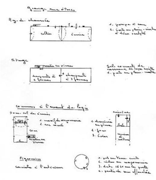 Communs, croquis de plans