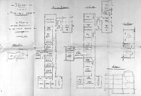 Plan, aile sud, vers 1930.