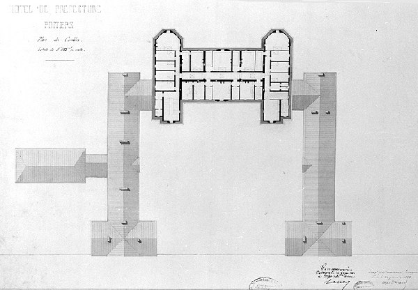 Plan, combles, premier projet Durand, 1863.