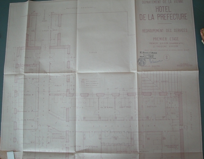 Plan, premier étage, ancien bâtiment des archives, 1954.