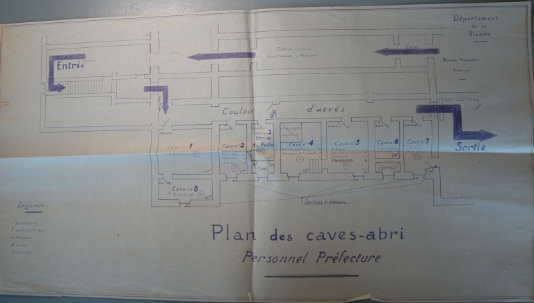 Plan des caves-abris, vers 1944.