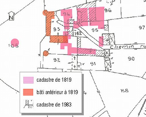 Essai de superposition de cadastres. D'après le cadastre de 1819 et de 1983.