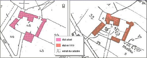 Essai de superposition de cadastres. D'après le cadastre de 1819 et de 1983.