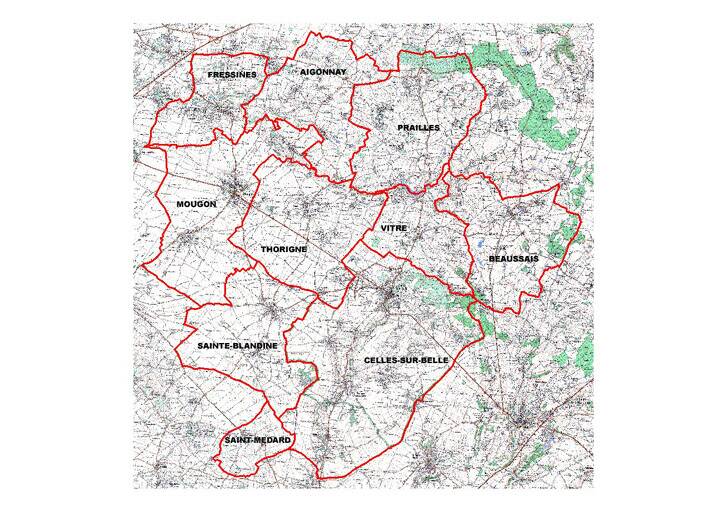 Carte au 25000e du canton de Celles-sur-Belle.