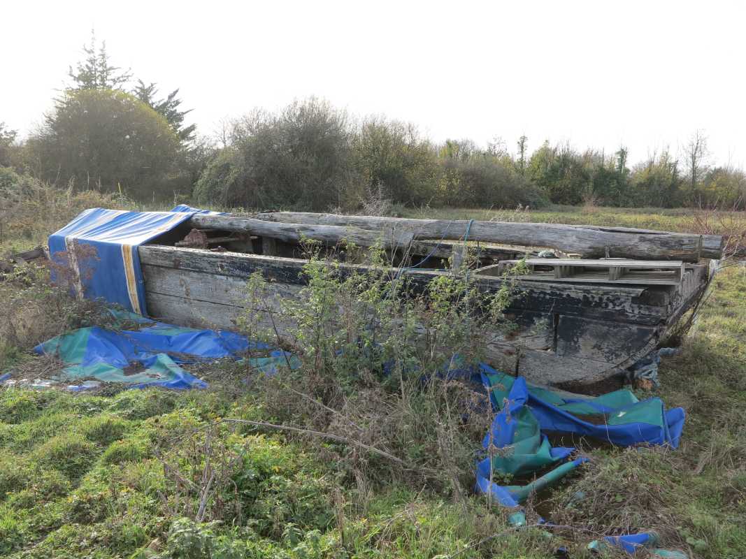 Vue d'ensemble du bac, la proue à gauche.