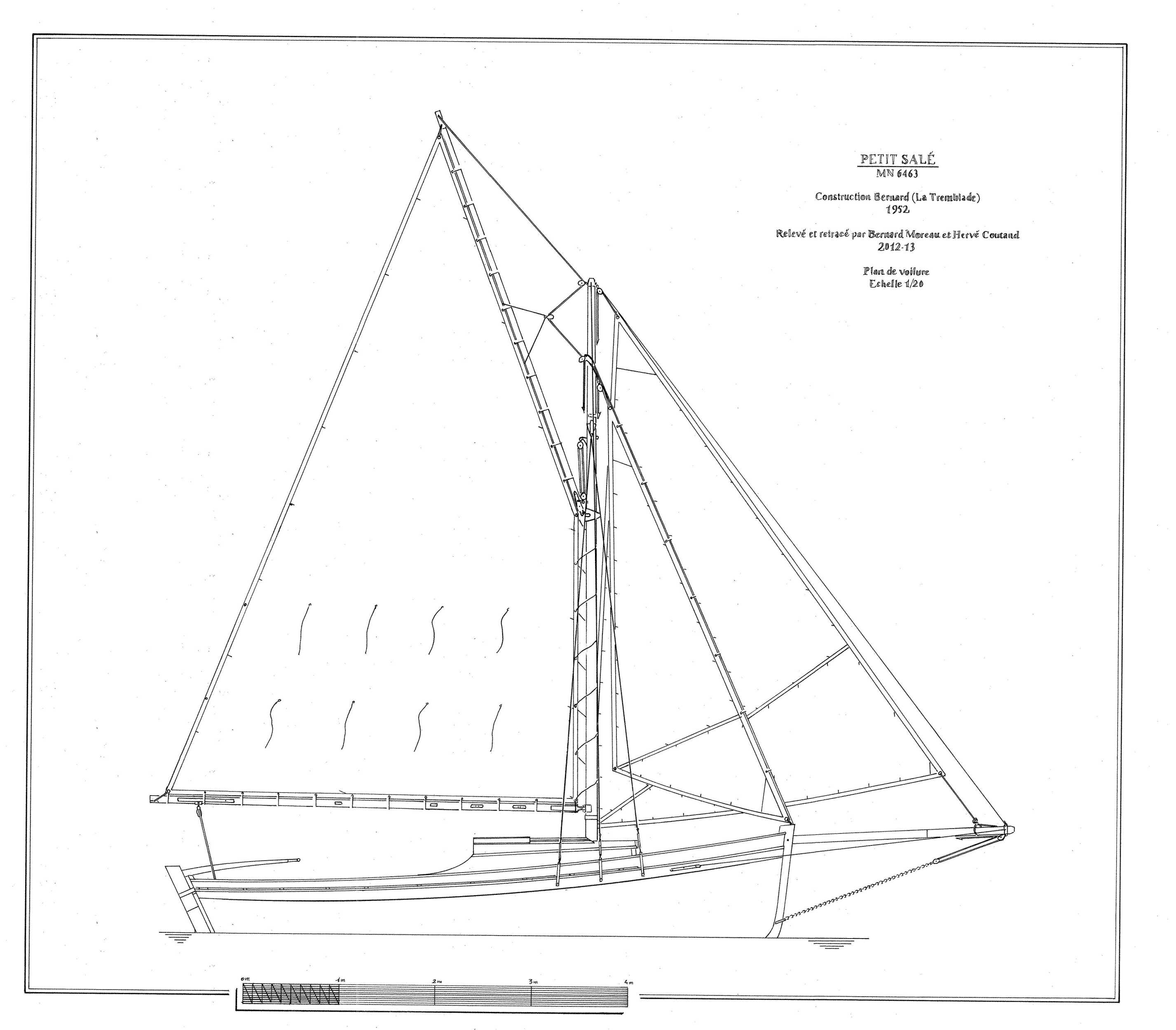 Petit Salé. Plan de voilure, par Bernard Moreau et Hervé Coutand, 2012-2013.