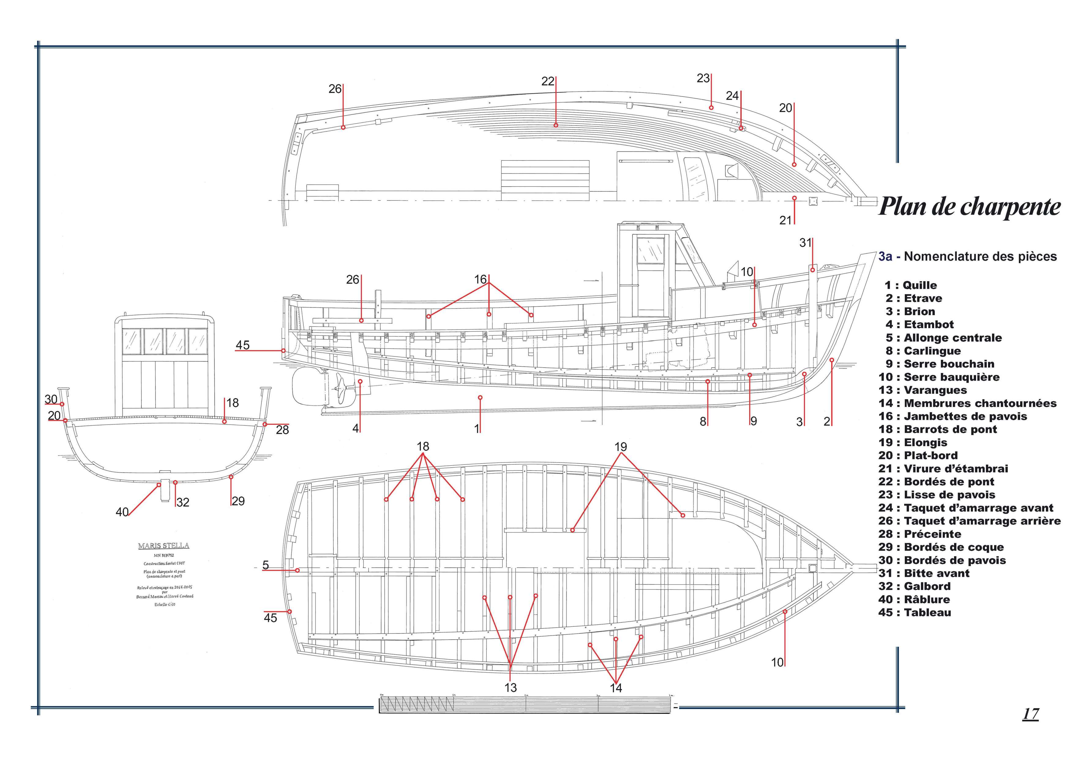 Maris Stella. Plan de charpente, par Bernard Moreau et Hervé Coutand, 2015.