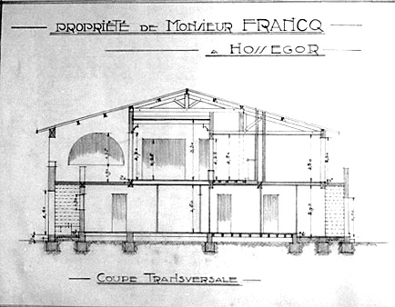 Projet de construction par Henri Tison, coupe transversale.