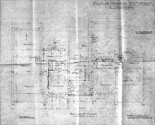 Projet de construction par Robert Maurice, plan au premier étage.