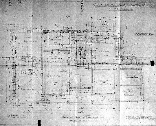 Projet de construction par Robert Maurice, plan au rez-de-chaussée.