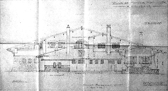 Projet de construction par Robert Maurice, façade ouest, élévation.