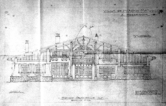 Projet de construction par Robert Maurice, façade est, élévation.