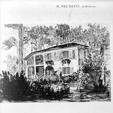 Projet de construction par Jean Prunetti, vue perspective.