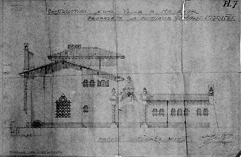 Projet de construction par Louis Lagrange, façade ouest, élévation.