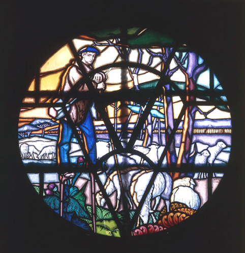 Hall, berger landais, vitrail par Mauméjean frères.