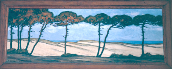 Chambre à l'étage, cheminée, tableau par Jean-Roger Sourgen.