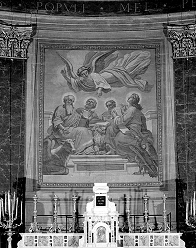 Peinture monumentale : Genèse, Adoration de la Trinité, les Evangélistes, Saint Pierre, Saint Paul, Scènes de la vie du Christ, de saint Pierre et de saint Paul.