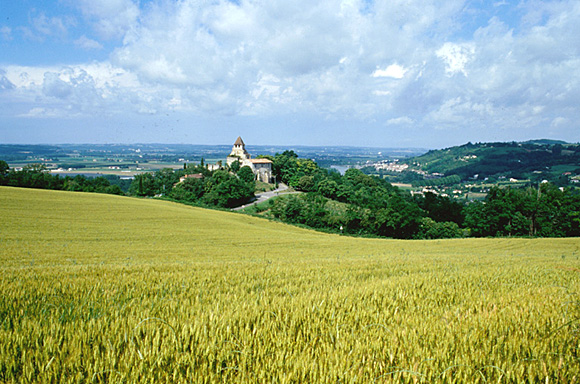 Vue de la vallée de la Garonne depuis Clermont-Dessous vers Port-Sainte-Marie à l'ouest.