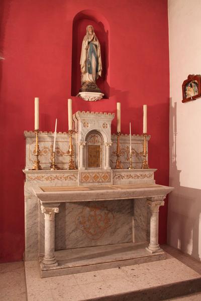 Autel, gradin d'autel, tabernacle (autel de la Vierge)